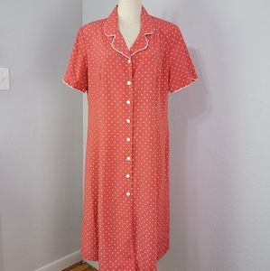 Vintage Blair Polka Dot Shirt Dress Made in USA Size Large
